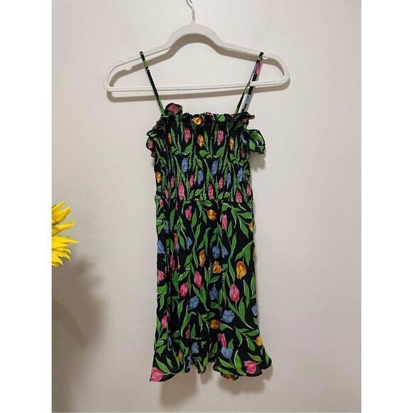 New Urban Outfitters Sabrina Gauze Smocked Mini Dress Size XS - Picture 4 of 8